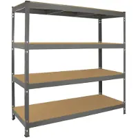 MonsterShop Rayonnage robuste Q-Rax Monster à étagères pour garage, 360 kg/étagère, 160cm x 60cm x 160cm, Gris