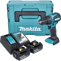 Makita Perceuse à percussion sans fil DHP 490 RTJ 18 V 65 Nm Brushless + 2 batteries 5,0 Ah + chargeur + Makpac