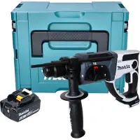 Makita Marteau perforateur sans fil DHR 202 G1JW 18 V 20 mm 2,0 J blanc + 1 batterie 6,0 Ah + Makpac - sans chargeur