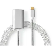 Ginza.se Adaptateur USB-C - USB 3.2 Gen 1 - USB-C mâle - sortie HDMI - 4K@60Hz - Power delivery - 2.00 m - rond - plaqué or - tressé / nylon - argent - emballage avec fenêtre transparente