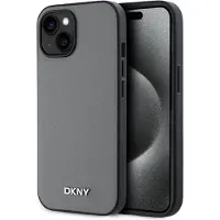 DKNY Pu Leather Metal Logo Magsafe Iphone 14 Phone Case Gris