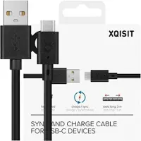 Xqisit USB C Kabel 3m Zwart