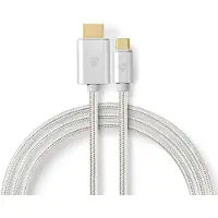 Nedis USB-C Adapter | USB 3.2 Gen 1 | USB-C mâle | HDMI Connector | 4K@60Hz | 18 Gbps | 2,00 m | Rond | Plaqué or | Tressé / Nylon | Aluminium | Boîte avec fenêtre couverte.