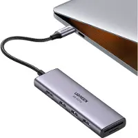 UGREEN 6W1 Hub multifonctionnel Usb Type C - 3X Usb 3.2 Gen 1 / Hdmi 4K 60Hz / Lecteur de cartes Sd I Tf Gris (60383 Cm511)