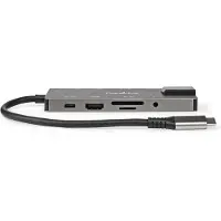 Nedis Adaptateur Usb Multiport 10 En 1 Ccbw64775at02 Usb 3.2 Gen 1 Usb-c M-rj45 F/hdmi/sd/2x Usb-c/f/3x Usb-a F 5gbps Plaqué Or 3.5mm 0.2 M