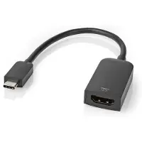Nedis Adaptateur USB-C | USB 3.2 Gen 1 | USB-C Mâle | HDMI Femelle | 4K@60Hz | 0.20 m | Rond | Plaqué nickel | PVC | Noir | Boîte