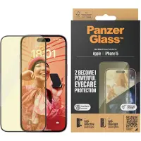 PanzerGlass Ultra-Wide Fit Apple iPhone 15 Bleu Protège-écran avec Filtre Anti-lumière Bleue Verre Noir