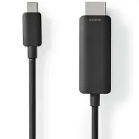 Nedis USB-C Adapter - USB 3.2 Gen 1 - USB-C mâle - HDMI mâle - 4K@60Hz - 1,00 m - Rond - Nickelé - PVC - Noir - Label