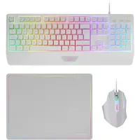 Mars Gaming MCP124W, Câble, USB, Clavier à membrane, QWERTY, LED RGB, Blanc