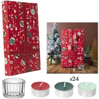Home Deco Factory Calendrier de l'Avent - - Photophore et Bougie Parfumée - Rouge