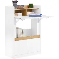 SoBuy Bureau pliable avec étagères et 2 tiroirs Table de jeu Petite table d'ordinateur Table de travail et de bureau pour le bureau à domicile FWT109-WN