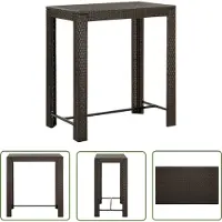 The Living Store Table de bar de jardin marron 100x60,5x110,5 cm Poly rotin