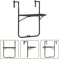 The Living Store Table suspendue pour balcon Marron 60x64x83,5 cm plastique aspect rotin