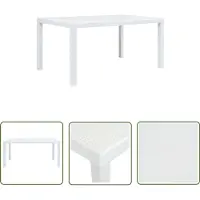 The Living Store Table de jardin blanche 150 x 90 x 72 cm plastique aspect rotin