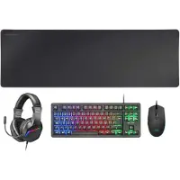 Mars Gaming MCPRGB3FR, Câble, USB, Commutateur à membrane, LED RGB, Noir, Souris incluse