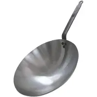 HorecaTraders Poêle wok | Tôle d'acier | 1,8 kg | 8,5 x Ø35 cm