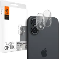 Spigen Optik Lens Protector - Protection complète de la caméra (lot de 2) Apple iPhone 16 / 16 Plus - Crystal Clear