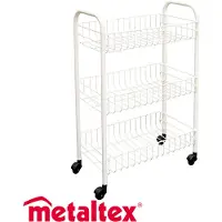 Metaltex 3 Baskets Greengrocer Cart 41x2x6 Cm Blanc