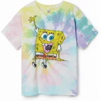 Desigual pour fille. 24SGTK16 T-shirt Bob l'éponge tie-dye blanc (7/8años= 128cm), Casuel, Manche courte, Le coton biologique, Durable, mode