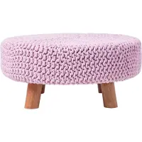 Homescapes Tabouret Tricot Pieds En Bois 62 X 62 X 30 Cm Rose