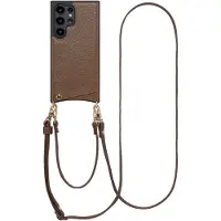 Selencia Coque de télephone Nova avec cordon et porte-cartes Samsung Galaxy S24 Ultra - Mocha Brown