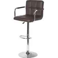 Homescapes Chaise de bar en similicuir avec accoudoirs "Bramley" Chaise de comptoir avec dossier Tabouret de bar réglable en hauteur 62-82cm - marron