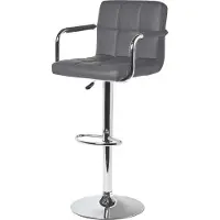 Homescapes Chaise de bar en similicuir avec accoudoirs "Bramley" Chaise de comptoir avec dossier Tabouret de bar réglable en hauteur 62-82cm - gris