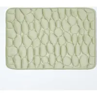 Homescapes Tapis de bain vert sauge à mémoire de forme et reliefs galet, 40 x 60 cm