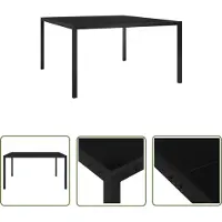 The Living Store Table de jardin 130x130x72 cm Noir Acier et verre
