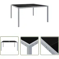 The Living Store Table de jardin 130x130x72 cm Gris Acier et verre