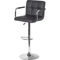 Homescapes Chaise de bar en similicuir avec accoudoirs "Bramley" Chaise de comptoir avec dossier Tabouret de bar réglable en hauteur 62-82cm - noir
