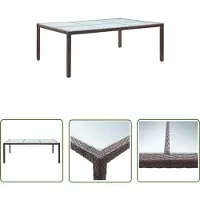 The Living Store Table de jardin à manger brune 200x150x74 cm Poly rotin