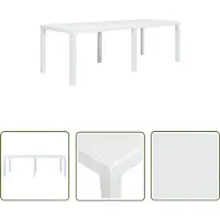 The Living Store Table de jardin blanche 220 x 90 x 72 cm plastique aspect rotin