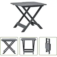 The Living Store Table de jardin pliante Anthracite 79 x 72 x 70 cm Plastique