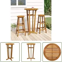 The Living Store Table de bar de jardin Ø60x105 cm bois massif acacia