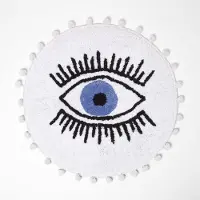 Homescapes Tapis de bain rond tufté oeil bleu, 60 cm