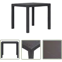 The Living Store Table de jardin brune 79 x 79 x 72 cm plastique aspect rotin