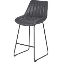 Homescapes Chaise de bar "Ascot" Tabouret de bar en similicuir Chaise de bar avec dossier hauteur 97cm - noir