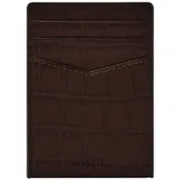 Fossil porte-monnaie pince à billets Andrew Emboss Card Case Brown Croco marron foncé