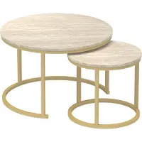 CALICOSY - Lot de 2 Tables Basses Gigognes Rondes L70 cm - LENNY