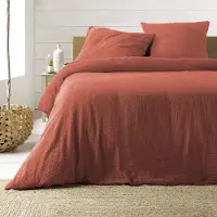 Douceur d'intérieur Parure de lit - - ANGELIA - Gaze de coton - 240 x 220 cm - rouge