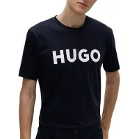 HUGO T-Shirt 'Dulivio' bleu foncé / blanc