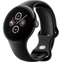 Google Montre connectée Pixel Watch 2 4G LTE Boîtier en aluminium Noir Mat Bracelet sport Noir Volcanique