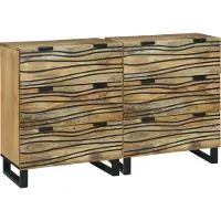 vidaXL Ensemble de buffets , 2 pièces, couleur naturelle, 120 x 33,5 x 75 cm, bois massif de manguier