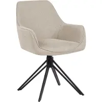 Beliani Lot de 2 chaises de salle à manger pivotantes en tissu taupe avec accoudoirs, dossier et pieds en métal noir, style rétro traditionnel