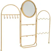 Beliani Porte-bijoux avec miroir Miroir de maquillage en métal doré Porte-bijoux Accessoires de chambre Style glamour