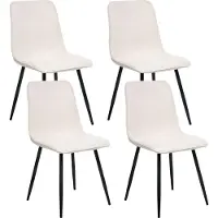 Beliani Ensemble de 4 chaises de salle à manger tapisserie polyester beige clair pieds en fer noir sans accoudoirs salle à manger