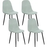 Beliani Ensemble de 4 chaises de salle à manger tapisserie polyester vert clair pieds en fer noir sans accoudoirs salle à manger