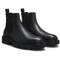 BOSS pour homme. 50552573 Julyo Cheb Leather Ankle Boots noir (39), Cuir, Plat, Aucun, Casuel