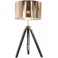 Artdelight Lampe de table trépied Jewel 67cm noir avec cuivre rouge